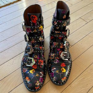 Givenchy Black Floral Studded Boots